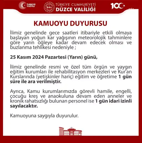 Yoğun Kar Yağışı: İlde Okullar Tatil!